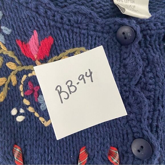 Andrea Lauren Vintage Cardigan Folklore Embroidered Chunky Knit Women’s S Ramie - Picture 14 of 14